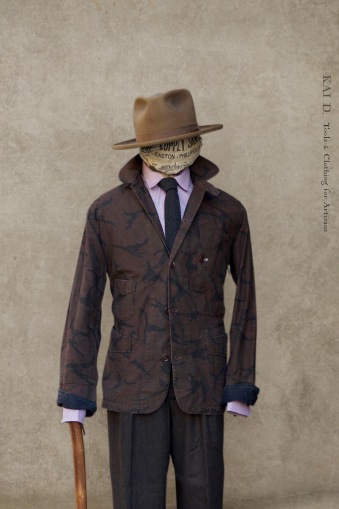 Kai D Utility — Overdyed Camouflage Cotton Shell Jacket - M