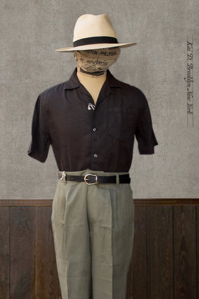 Short Sleeve Cannes Linen Shirt - Black- M, L, XL, XXL