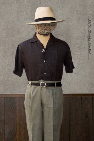 Short Sleeve Cannes Linen Shirt - Black- M, L, XL, XXL