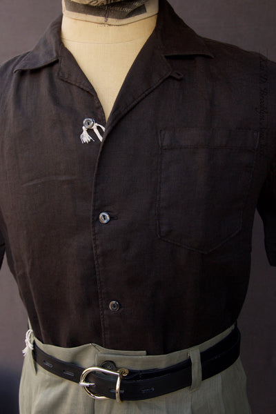 Short Sleeve Cannes Linen Shirt - Black- M, L, XL, XXL