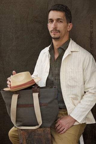 Meline Business Bag - Khaki Cotton / Tweed (NO RETURN)