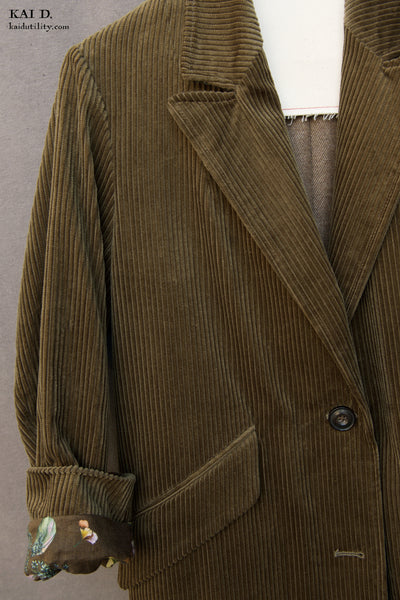 Carla Blazer Coat - Olive Corduroy - XS