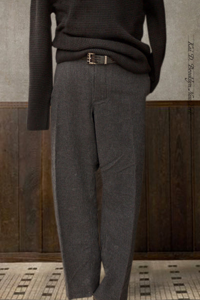 Ken Wide Cut Trousers - Charcoal Wool Pin - XL (38)