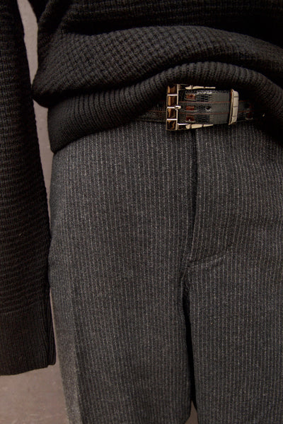 Ken Wide Cut Trousers - Charcoal Wool Pin - XL (38)