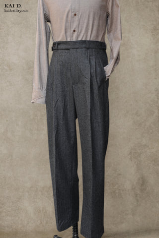 Wide Leg Matisse Pants -Chalk Stripe Flannel - 30, 32, 34
