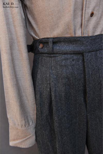 Wide Leg Matisse Pants -Chalk Stripe Flannel - 30, 32