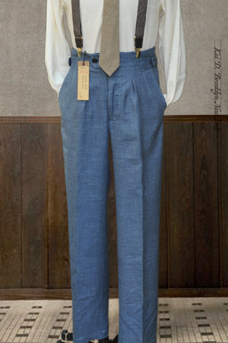 Cooper Pants - Chambray Blue Hopsack Tropical Wool - 32, 34, 36