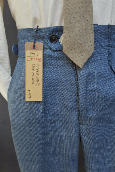 Cooper Pants - Chambray Blue Hopsack Tropical Wool - 32, 34, 36