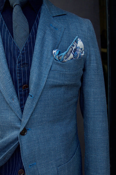Shoemaker's Jacket - chambray Blue Hopsack Wool - M, L