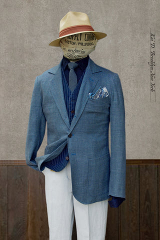 Shoemaker's Jacket - chambray Blue Hopsack Wool - M, L
