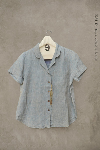 Karina Shirt - Blue Italian Chambray Linen  - S, M
