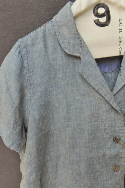 Karina Shirt - Blue Italian Chambray Linen  - S, M