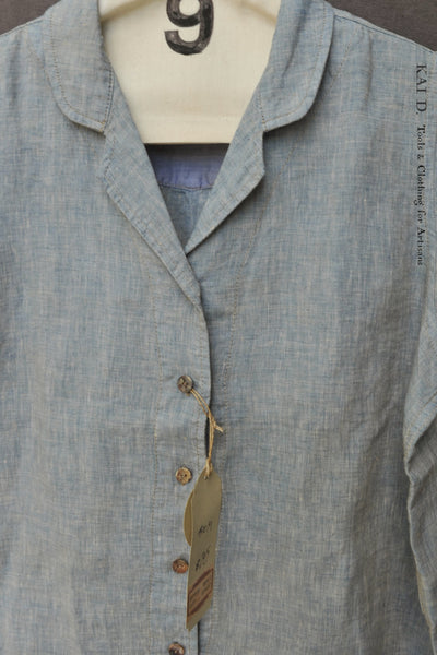 Karina Shirt - Blue Italian Chambray Linen  - S, M