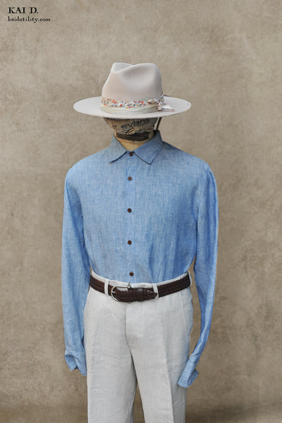 Delancey Shirt - Chambray Linen - Chambray Blue - M, L, XL