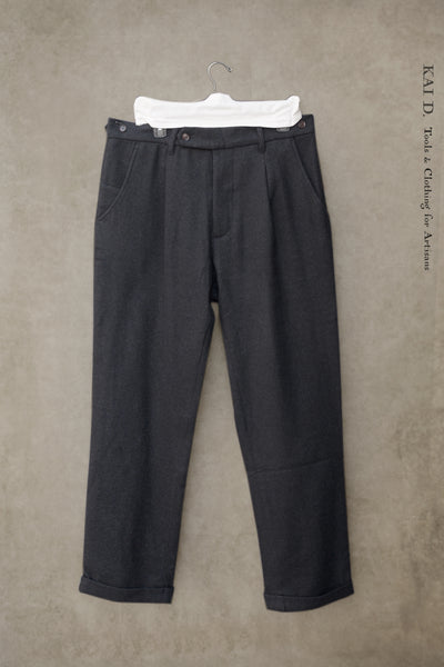 Journeyman Trousers - Deep Charcoal Flannel - 30, 32, 34, 36