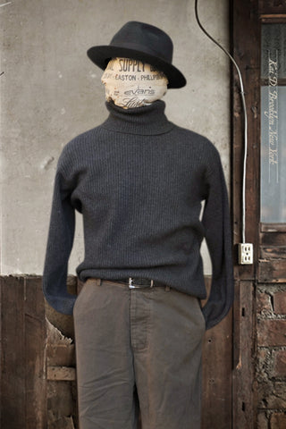 Perfect Ribbed Turtleneck Sweater - Charcoal - M, L