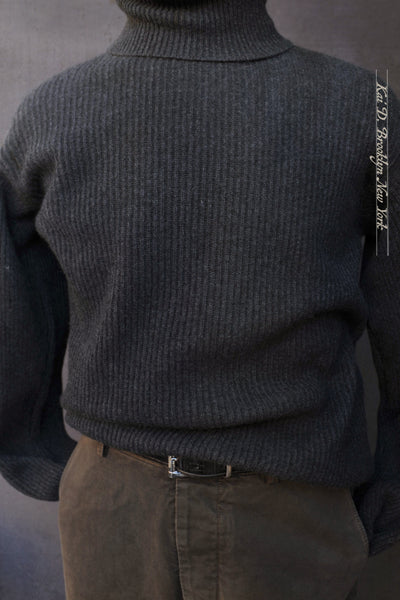 Perfect Ribbed Turtleneck Sweater - Charcoal - M, L