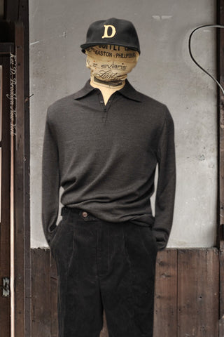 Sailor Polo Sweater - Charcoal - 3(S), 4(M), 5(L), 6(XL)