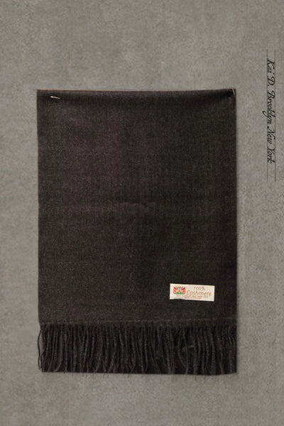 Pure Cashmere Wool Scarf - Deep Charcoal