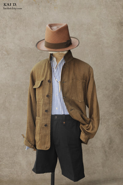 Mondrian Shirt Jacket - Garment Dyed Linen - XXL, XXXL