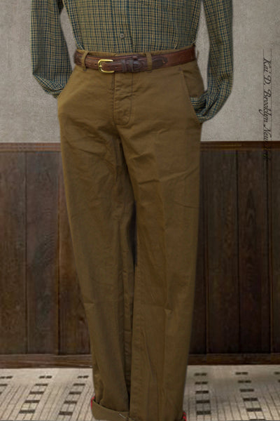 Kai D Utility — Borough Pants - Brown Linen Houndstooth - 32, 34