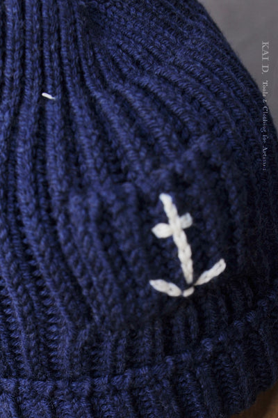Heavy Gauge Ribbed Beanie - Cobalt Blue - One Size