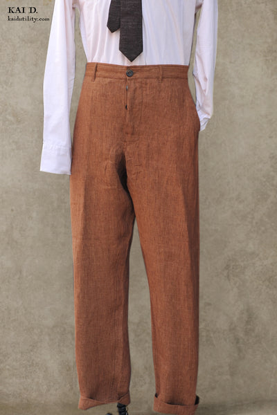 Ken Wide Cut Trousers - Cognac - L