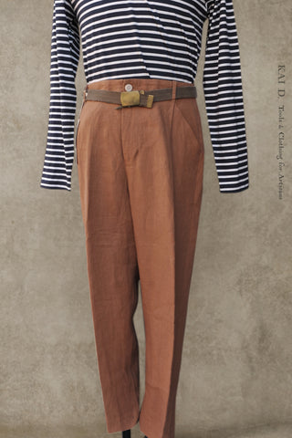 Linen Single Pleat Pants - Cognac - M (32/33)
