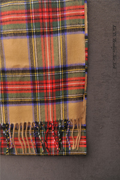 Pure Cashmere Wool Scarf - Colorful Plaid