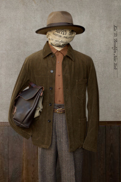 French Chore Jacket - Washed Chestnut Corduroy - 44, 46, 48