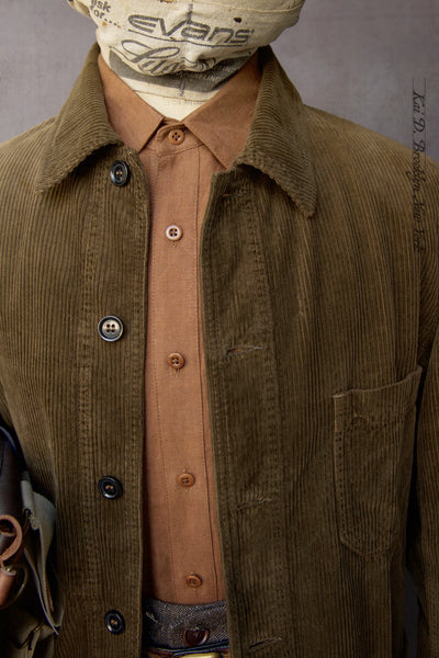 French Chore Jacket - Washed Chestnut Corduroy - 44, 46, 48