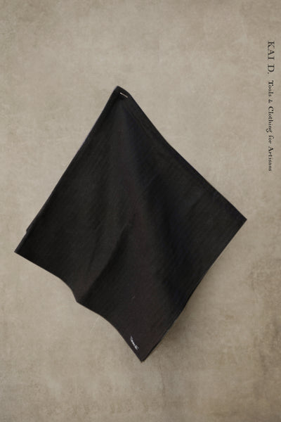 Neckerchief / Head Scarf - Corrugated Double Gauze Cotton - Black