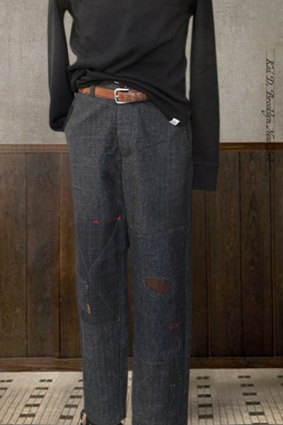 Cotton Tweed Boro Trousers - Grey Blue - 31 (NO RETURN NO EXCHANGE)