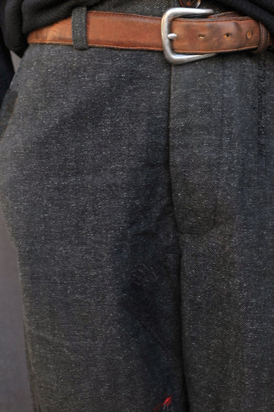 Cotton Tweed Boro Trousers - Grey Blue - 31 (NO RETURN NO EXCHANGE)