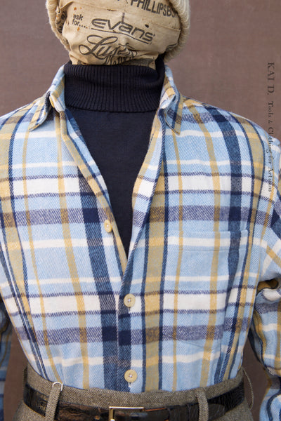 Big Cozy Plaid Shirt - Blue/navy/tan - L, XL (NO RETURN)