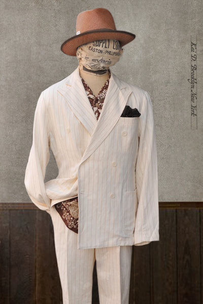 Dover Double Breasted Jacket - Cotton Linen - Eggshell - 48, 50