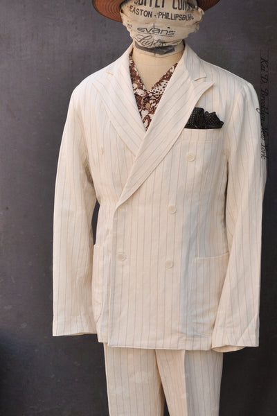 Dover Double Breasted Jacket - Cotton Linen - Eggshell - 48, 50