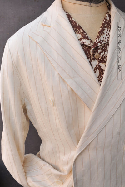 Dover Double Breasted Jacket - Cotton Linen - Eggshell - 48, 50