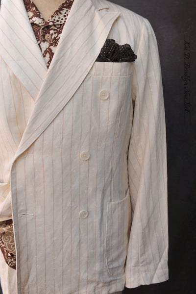 Dover Double Breasted Jacket - Cotton Linen - Eggshell - 48, 50