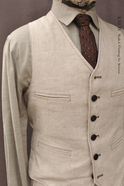 Tradesman Vest - Cream Pinstripe - M