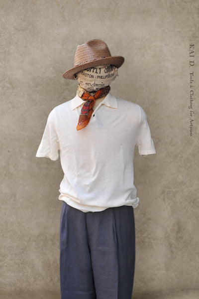 Folk Cotton Linen Polo - Eggshell - S, M, L, XL