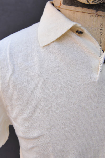 Folk Cotton Linen Polo - Eggshell - S, M, L, XL