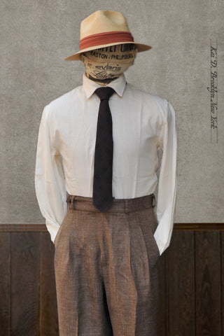 Delancey Shirt - Cream White Soft Herringbone - S, L, XL