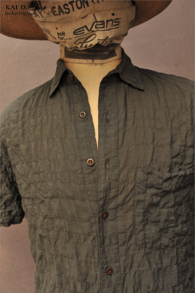Short Sleeve Cassady Shirt - Garment Dyed Crinkled Cotton Lawn - S, M, L, XL, XXL