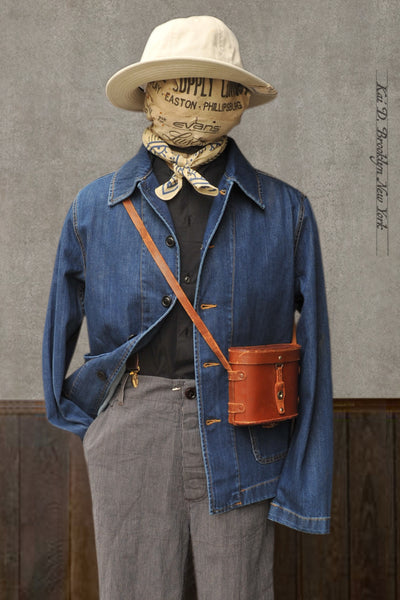Cropped Worker's Denim Jacket - Washed Indigo - M, L (NO RETURN)