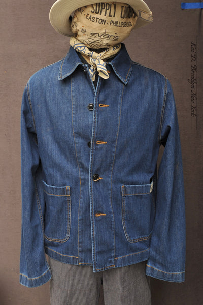 Cropped Worker's Denim Jacket - Washed Indigo - M, L (NO RETURN)