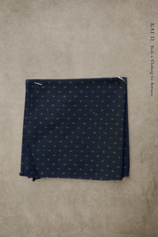 Sashiko Cross Stitch Cotton Pocket Square - Black