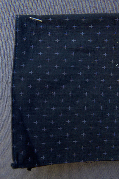 Sashiko Cross Stitch Cotton Pocket Square - Black