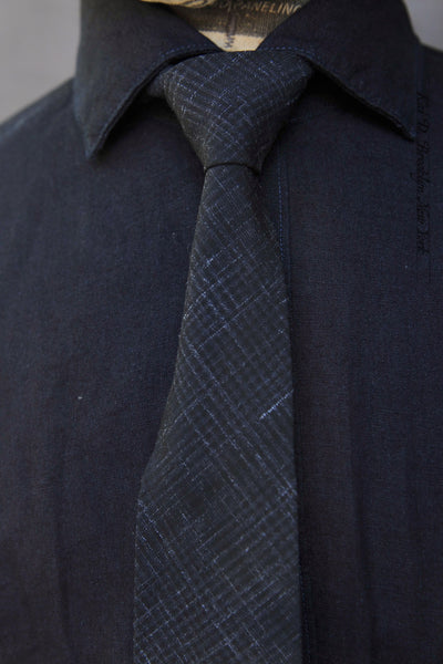 Tropical Crosshatched Wool Tie - Artist Blue