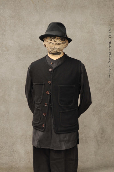 Cruiser Vest - Black Boiled Wool - S, M